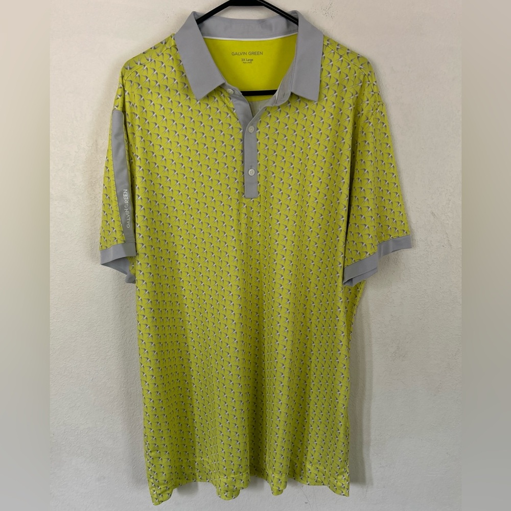 Men’s Galvin‎ Green Yellow Polo Golf Shirt 3X Large